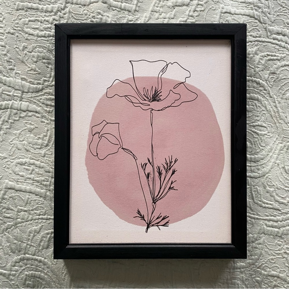 Flower Line Wall Art, Abstract Flower Line Print Pink Floral
